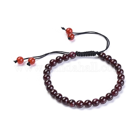 Bracelets de perles tressées en grenat naturel / cornaline (teints et chauffés) BJEW-JB04337-01-1