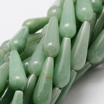 Natural Green Aventurine Teardrop Beads Strands G-E329-31-1