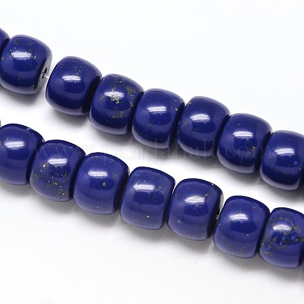 Drum Lapis Lazuli Beads Strands G-N0140-03-10x8mm-1