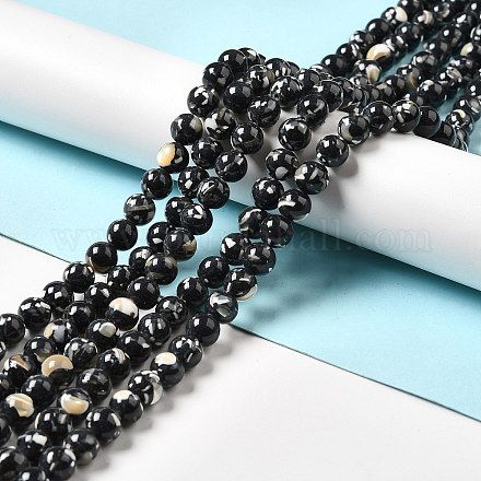 Fili di perle sintetiche turchesi e conchiglie montate G-D482-01B-01-1