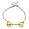 Rack Plating Brass Bracelets, Cadmium Free & Lead Free, Long-Lasting Plated, Heart, Platinum & Real 18K Gold Plated, 7-1/4 inch(18.5cm)