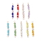 7Pcs 7 Styles Baking Paint Rondelle Glass & Shell Pearl Beaded Connector Charms, with Brass Double Loops, Golden, Mixed Color, 42x4.5mm, Hole: 2.5mm, 1pc/style