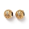 Ion Plating(IP) 304 Stainless Steel Rhinestone European Beads, Round Large Hole Beads, Real 18K Gold Plated, Round with Letter, Letter N, 11x10mm, Hole: 4mm