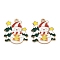 Christmas Theme Alloy Enamel Pendants, Cadmium Free & Lead Free, Light Gold, Snowman, 25x23x1mm, Hole: 1.6mm