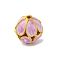 Handmade Cloisonne Beads, Cadmium Free & Nickel Free & Lead Free, Real 18K Gold Plated, Round, Medium Orchid, 10.5x10mm, Hole: 1.4mm
