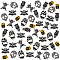90Pcs 6 Style Alloy Skull Cabochons, Nail Art Decoration Accessories, Mixed Color, 6.4~10x4.3~8.4x1.8~2.8mm, Hole: 1.2~2mm, 15pcs/style