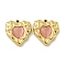 304 Stainless Steel Pendants, with Cat Eye, Heart Charm, Real 14K Gold Plated, Pink, 19x18x5.5mm, Hole: 1.2mm