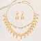 18K Gold Plated Brass Coin Round Pendant Necklace & Dangle Earrings Set for Women