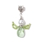 Glass Pendants, Angel Charms, with Glass Pearl Bead & 304 Stainless Steel Seamed Beads & Tibetan Style Alloy Tube Bails, Faceted, Dark Sea Green, 32~33x22~23x8mm, Hole: 5mm
