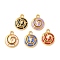 304 Stainless Steel Enamel Pendants, Flat Round, Ion Plating(IP), Mixed Color, 16x13x3mm, Hole: 1.8mm