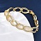 Brass Micro Pave Clear Cubic Zirconia Curb Chain Bracelets for Women, Lead Free & Cadmium Free, Rack Plating, Real 18K Gold Plated, 7-1/2 inch(19cm)