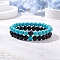 2Pcs 2 Colors Dyed Synthetic Turquoise Beaded Stretch Bracelets for Women Men, Inner Diameter: 2-1/8 inch(5.5cm), 1pc/color