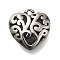 Retro 304 Stainless Steel Charms, Heart Charms, Antique Silver, 11x11x4mm, Hole: 1mm