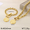 Flat Round with Tree of Life 304 Stainless Steel Pendant Necklaces & Charm Bracelets Sets, Golden, 460mm