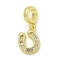 Rack Plating Brass Pave Clear Cubic Zirconia U Shape/Horse Shoes European Dangle Charms, Large Hole Pendants, Lead Free & Cadmium Free, Long-Lasting Plated, Real 18K Gold Plated, 12.5x11.5x2.2mm, Hole: 4.6mm