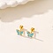 Butterfly Stainless Steel Enamel Stud Earrings, Golden, Blue, 7x8mm