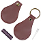 Leather Keychains, with Iron Needles and Waxed Cords, for Keychain Card, Teardrop, Antique Bronze, Coconut Brown, 102mm