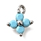 Brass Micro Pave Cubic Zirconia Pendants, Flower Charms, Platinum, 9.5~10x7.5~8x3mm, Hole: 1.2mm
