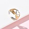 304 Stainless Steel Cuff Open Rings, Ion Plating(IP), Golden & Stainless Steel Color, Heart, Adjustable, 11.5mm
