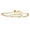 Mother's Day Brass Micro Pave Clear Cubic Zirconia Slider Bracelets, Link Bracelets for Women, Paperclip, Golden, 5-7/8~11-3/4 inch(15~30cm)