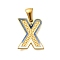 304 Stainless Steel Pendants, with Enamel, Ion Plating(IP), Laser Cut, Real 18K Gold Plated, Letter X, 16x13.5x1.5mm, Hole: 5.5x2.5mm