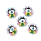 Baking Painted Glass Beads, Bumpy Flat Round with Evil Eye, with Enamel, Pearl Pink, 16~17x16~17x11~12mm, Hole: 1.2mm