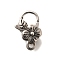 304 Stainless Steel Lobster Claw Clasps, Flower, Antique Silver, 13x8.5x1.3mm, Hole: 1.3mm