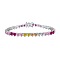 Anti-Tarnish Rhodium Plated 925 Sterling Silver Link Chain Bracelet, Colorful Cubic Zirconia Tennes Bracelet, Heart, 7-5/8 inch(19.4cm)