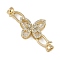 Brass Micro Pave Clear Cubic Zirconia Fold Over Clasps, Butterfly, Golden, 21x43x6.5mm