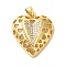 Mother's Day Brass Micro Pave Clear Cubic Zirconia Pendants, Heart, Real 16K Gold Plated, 24x21x7mm, Hole: 5x3.5mm