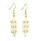 Oval Glass Seed Dangle Earrings, with Natural Howlite Beads, White, 51.5x10.5mm