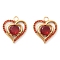 304 Stainless Steel Rhinestone Pendants, Ion Plating(IP), Heart, Golden, FireBrick, 18.5x16.5x4.5mm, Hole: 2.5mm