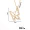Fashionable Brass Pave Clear Cubic Zirconia Butterfly Pendant Necklaces for Women, Elegant and Stylish Jewelry Accessory, Golden, 15.75 inch(40cm)