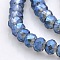 Full Rainbow Plated Faceted Rondelle Glass Beads Strands, Light Steel Blue, 4x3mm, Hole: 1mm, about 110pcs/strand, 15 inch