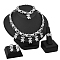 Bear Alloy Crystal Rhinestone Link Chain Necklace & Bracelet & Stud Earring & Rings Sets, Platinum, 430mm & 30x10mm & 192mm & 18mm