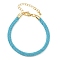 4.5MM Round Nylon Milan Cord Bracelet Making, with Brass Findings and 202 Stainless Steel Lobster Claw Clasps, Golden, Long-Lasting Plated, Rack Plating, Light Sky Blue, 6.85 inch(17.4cm)