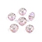 Transparent Glass European Beads, Large Hole Beads, with Brass Cores, AB Color Plated, Faceted, Rondelle, Pink, 13.5~14x9~9.5mm, Hole: 5mm