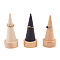 Wood Ring Displays, with Faux Suede, Cone, Mixed Color, 3.95~4.15x9.35~10.15cm, 3pcs/set