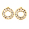 Brass Clear Cubic Zirconia Pendants, Ring, Real 18K Gold Plated, 16.5x15x2mm, Hole: 1~1.2mm
