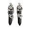 Natural Obsidian Big Pointed Pendants, with Platinum Plated Brass Findings, Undyed, Bullets, 55~60x16mm, Hole: 5x8.5mm
