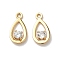 Brass Micro Pave Cubic Zirconia Teardrop Charms, Nickel Free, Real 18K Gold Plated, 12x6x2.5mm, Hole: 1.2mm