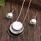 Three Flat Round Zinc Alloy Enamel Pendant Necklaces & Dangle Earrings Sets, Golden, Light Grey, 420mm