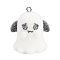 Halloween Flocky Opaque Resin Pendants, Ghost, with Platinum Alloy Loop, White, 28.5x27x24mm, Hole: 2mm