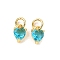Brass Micro Pave Cubic Zirconia Charms, Long-Lasting Plated, Real 18K Gold Plated, Heart, Deep Sky Blue, 8x5x3.5mm, Hole: 3mm