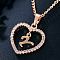Alloy Crystal Rhinestone Heart with Initial Pendant Necklaces, Rose Gold, Letter Y, 16.93 inch(43cm)