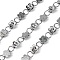 304 Stainless Steel Flower Link Chains, Unwelded, with Spool, Stainless Steel Color, 11x9.5x4.5mm