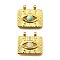 304 Stainless Steel Pave Natural Amazonite Pendants, Hollow Rectangle with Eye Charms, Ion Plating(IP), Real 14K Gold Plated, 19x20x5mm, Hole: 2.5mm