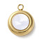 304 Stainless Steel Acrylic Pendants, with Imitation Shell, Real 18K Gold Plated, Round, 15x12x4mm, Hole: 1.8mm