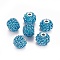 Handmade Indonesia Beads, with Aluminium Chains, Round, Silver Color Plated, Deep Sky Blue, 16.5~18x14~15mm, Hole: 3~3.5mm