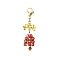 Glass & Alloy & Brass Pendants Decorations, with 304 Stainless Steel Lobster Claw Clasps, Christmas Bell, Red, 56mm